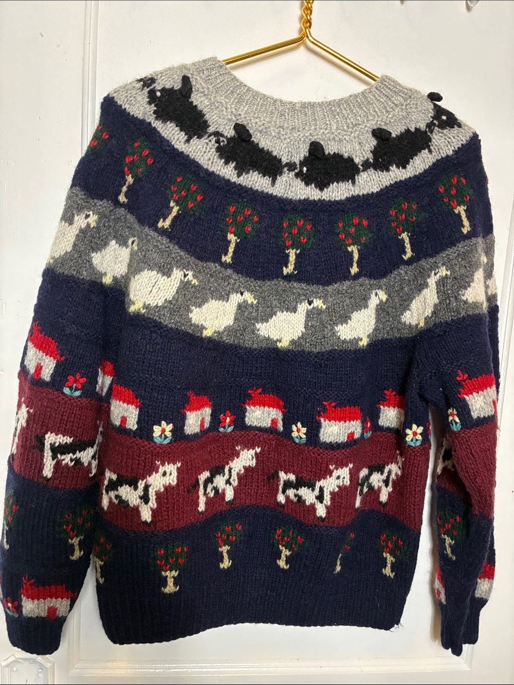 Vintage Deans of Scotland Shetland Wool Knitted Small Animal Farm Sweater